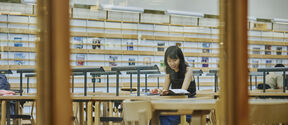 A woman studying